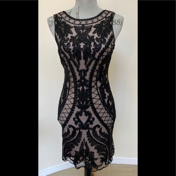 🇫🇷Molly Bracken Black Bead Gatsby Cocktail Dress - Picture 1 of 7